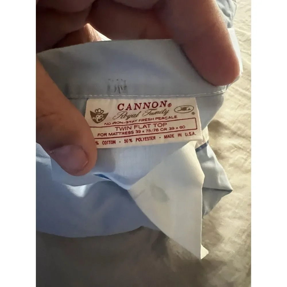 VTG Cannon Royal Family‎ Blue Twin Flat Sheet 50/50 Blend No Iron Stay Fresh